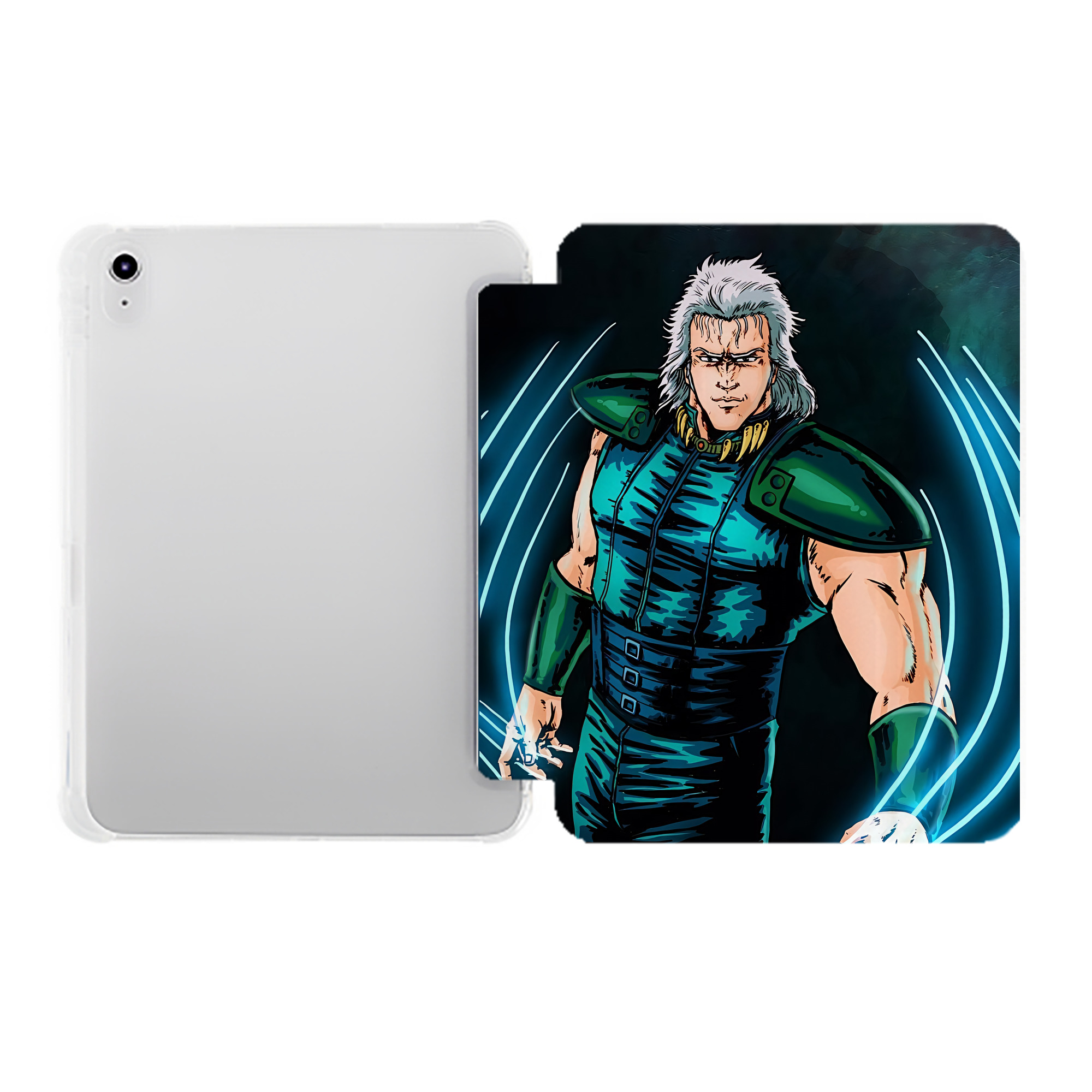 （画像用） 北斗の拳 Fist of the North Star IPad ケース ペン収納付き 三つ折りスタンド PUレザー×シリコン 対応機種9.5/10.5/10.9インチ